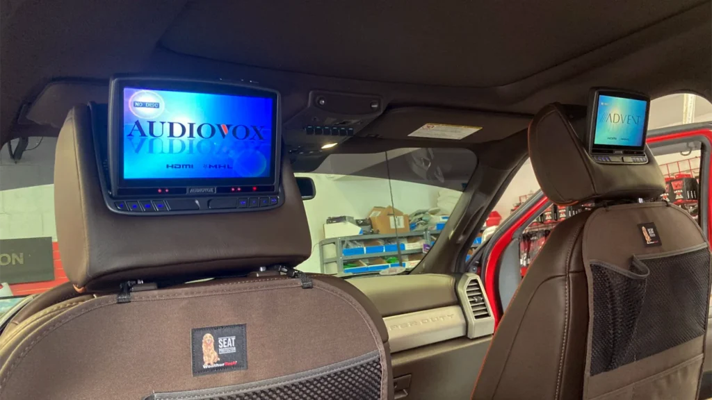 Audiovox headrest dvd units installed in a vehicle